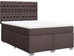 vidaXL Κρεβάτι Boxspring με Στρώμα Σκούρο Καφέ 140x200 εκ Υφασμάτινο