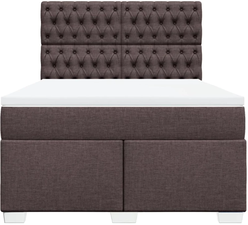 vidaXL Κρεβάτι Boxspring με Στρώμα Σκούρο Καφέ 140x200 εκ Υφασμάτινο