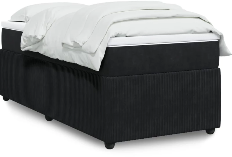 vidaXL Κρεβάτι Boxspring με Στρώμα Μαύρο 80 x 200 εκ. Βελούδινο