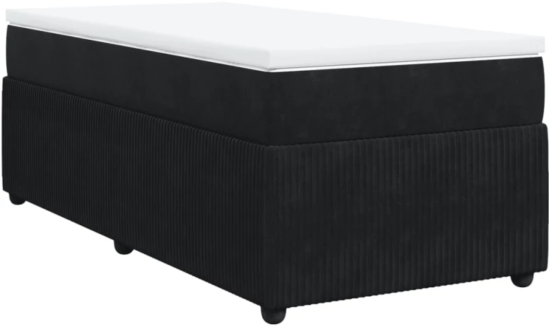 vidaXL Κρεβάτι Boxspring με Στρώμα Μαύρο 80 x 200 εκ. Βελούδινο