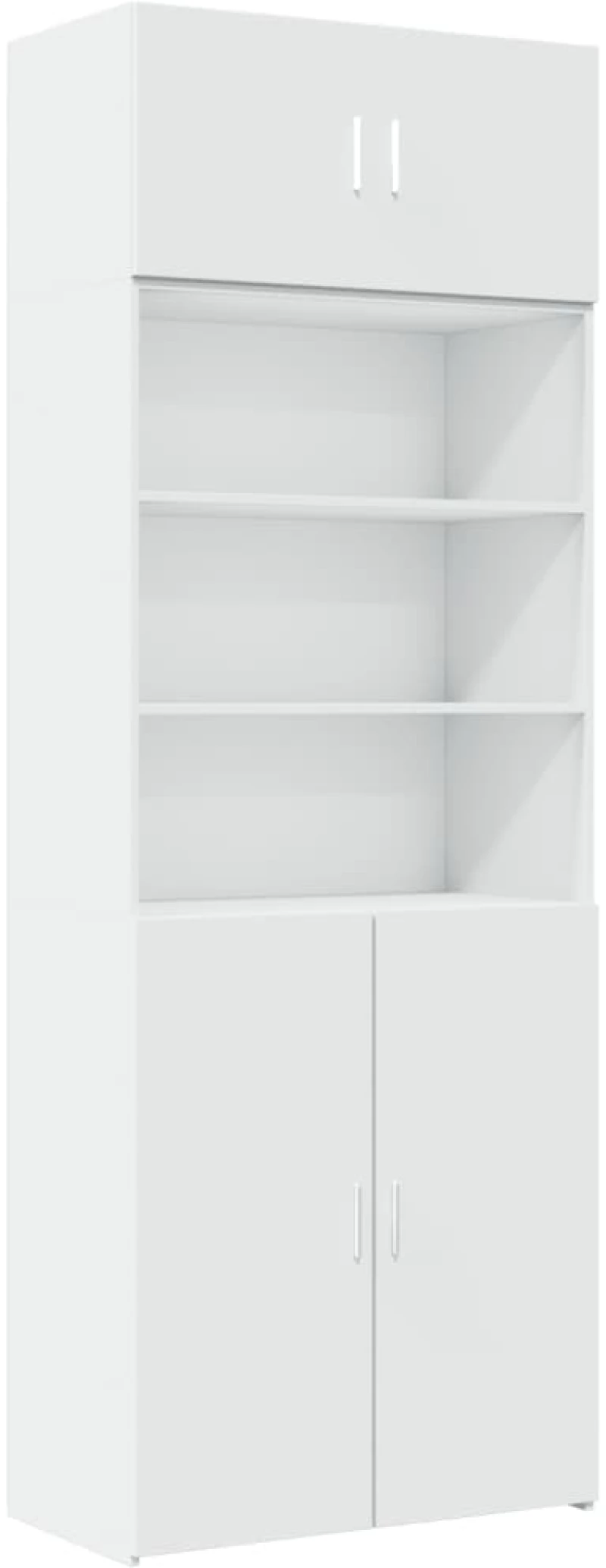 vidaXL Ραφιέρα με Ντουλάπια Λευκή 80x42,5x225 εκ. από Επεξ. Ξύλο