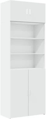 vidaXL Ραφιέρα με Ντουλάπια Λευκή 80x42,5x225 εκ. από Επεξ. Ξύλο