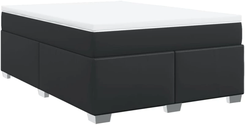 vidaXL Κρεβάτι Boxspring με Στρώμα Μαύρο 160x200εκ.από Συνθετικό Δέρμα