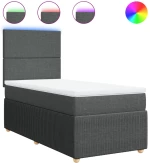 vidaXL Κρεβάτι Boxspring με Στρώμα Σκούρο Γκρι 90x190 εκ. Υφασμάτινο