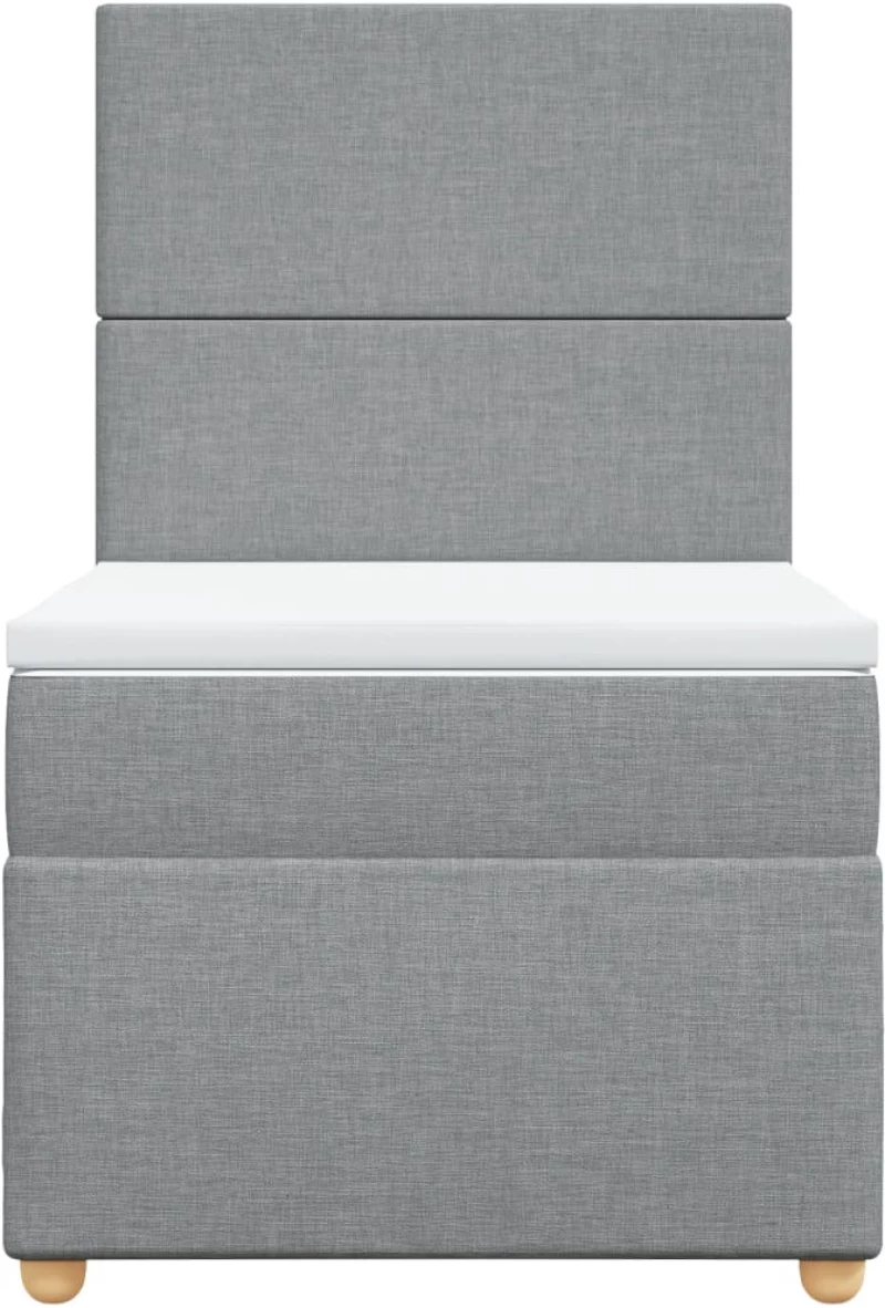 vidaXL Κρεβάτι Boxspring με Στρώμα Ανοιχτό Γκρι 90x200 εκ. Υφασμάτινο