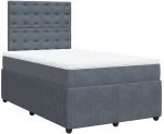 vidaXL Κρεβάτι Boxspring με Στρώμα Σκούρο Γκρι 120x200 εκ. Βελούδινο