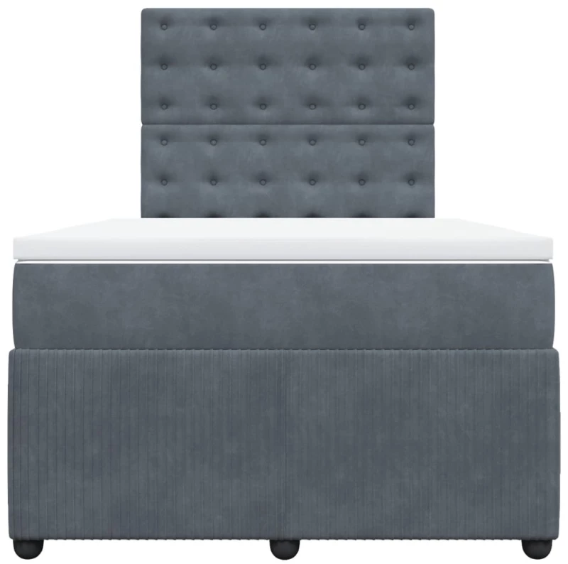 vidaXL Κρεβάτι Boxspring με Στρώμα Σκούρο Γκρι 120x200 εκ. Βελούδινο