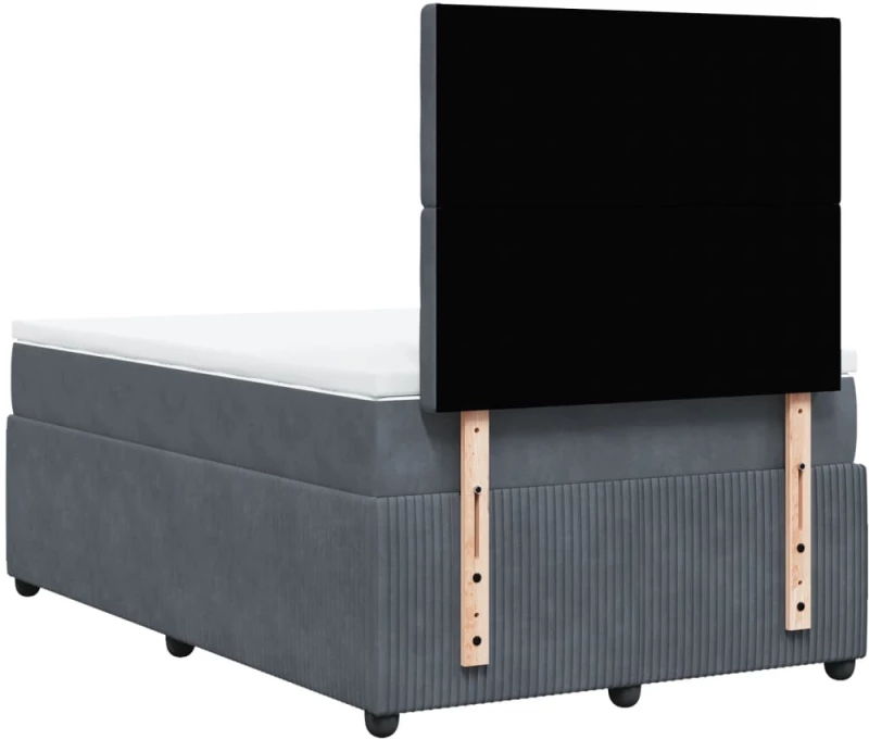 vidaXL Κρεβάτι Boxspring με Στρώμα Σκούρο Γκρι 120x200 εκ. Βελούδινο