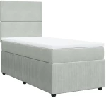 vidaXL Κρεβάτι Boxspring με Στρώμα Ανοιχτό Γκρι 90x200 εκ. Βελούδινο