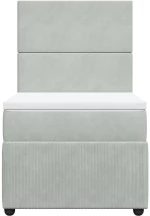 vidaXL Κρεβάτι Boxspring με Στρώμα Ανοιχτό Γκρι 90x200 εκ. Βελούδινο