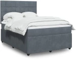 vidaXL Κρεβάτι Boxspring με Στρώμα Σκούρο Γκρι 140x190 εκ. Βελούδινο