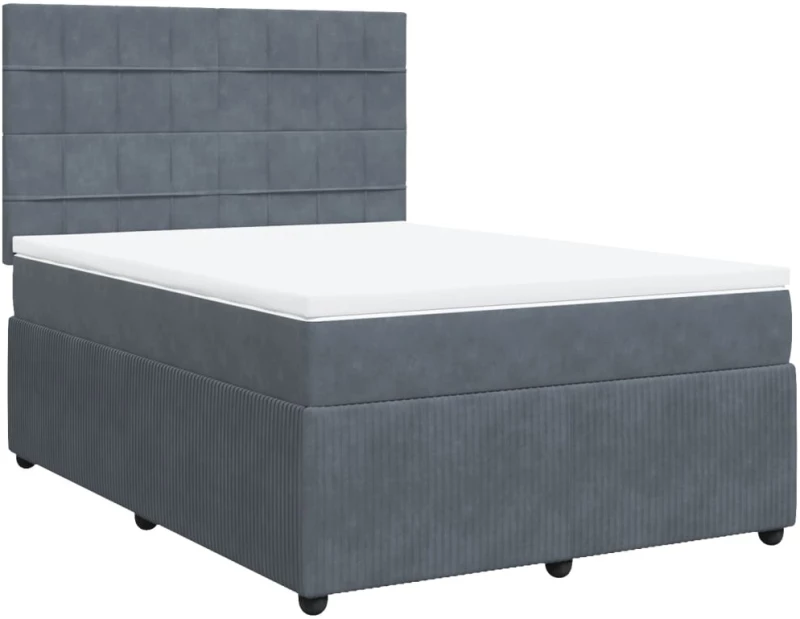vidaXL Κρεβάτι Boxspring με Στρώμα Σκούρο Γκρι 140x190 εκ. Βελούδινο