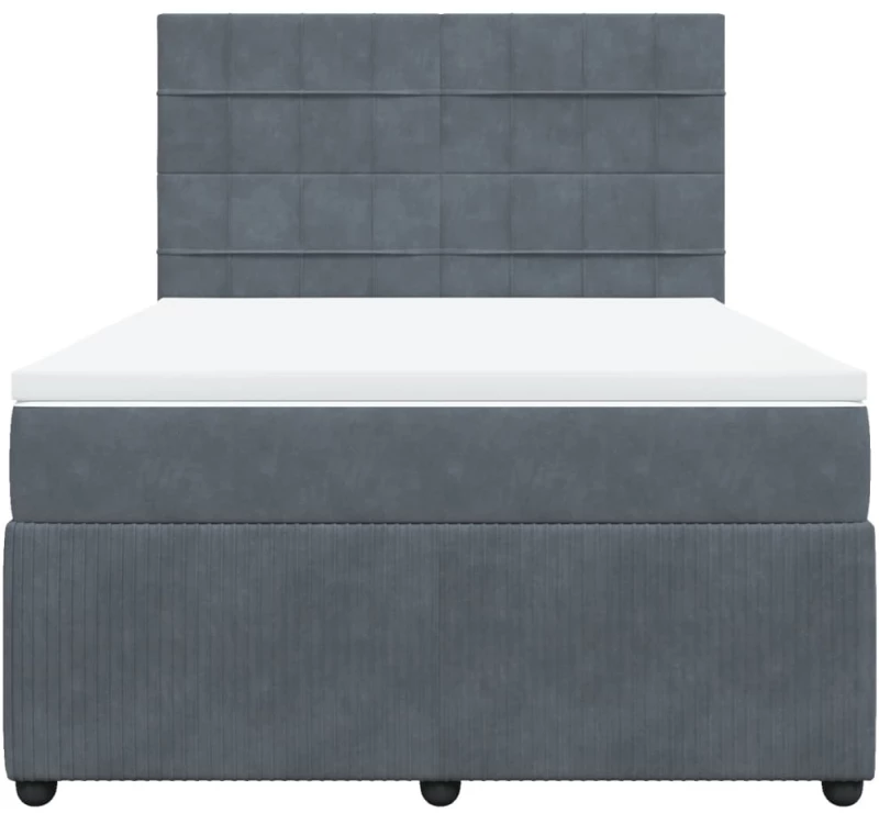 vidaXL Κρεβάτι Boxspring με Στρώμα Σκούρο Γκρι 140x190 εκ. Βελούδινο