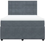 vidaXL Κρεβάτι Boxspring με Στρώμα Σκούρο Γκρι 140x190 εκ. Βελούδινο