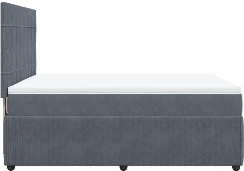 vidaXL Κρεβάτι Boxspring με Στρώμα Σκούρο Γκρι 140x190 εκ. Βελούδινο