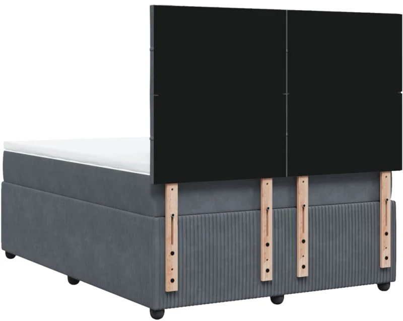 vidaXL Κρεβάτι Boxspring με Στρώμα Σκούρο Γκρι 140x190 εκ. Βελούδινο