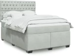 vidaXL Κρεβάτι Boxspring με Στρώμα Ανοιχτό Γκρι 160x200 εκ. Βελούδινο