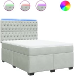 vidaXL Κρεβάτι Boxspring με Στρώμα Ανοιχτό Γκρι 160x200 εκ. Βελούδινο