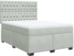 vidaXL Κρεβάτι Boxspring με Στρώμα Ανοιχτό Γκρι 160x200 εκ. Βελούδινο