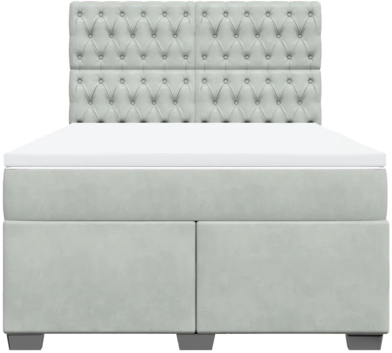 vidaXL Κρεβάτι Boxspring με Στρώμα Ανοιχτό Γκρι 160x200 εκ. Βελούδινο