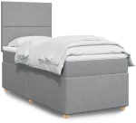 vidaXL Κρεβάτι Boxspring με Στρώμα Ανοιχτό Γκρι 100x200 εκ. Υφασμάτινο