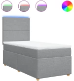 vidaXL Κρεβάτι Boxspring με Στρώμα Ανοιχτό Γκρι 100x200 εκ. Υφασμάτινο
