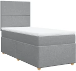vidaXL Κρεβάτι Boxspring με Στρώμα Ανοιχτό Γκρι 100x200 εκ. Υφασμάτινο
