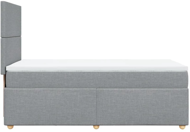 vidaXL Κρεβάτι Boxspring με Στρώμα Ανοιχτό Γκρι 100x200 εκ. Υφασμάτινο