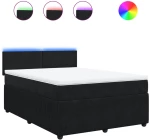 vidaXL Κρεβάτι Boxspring με Στρώμα Μαύρο 140x190 εκ. Βελούδινο