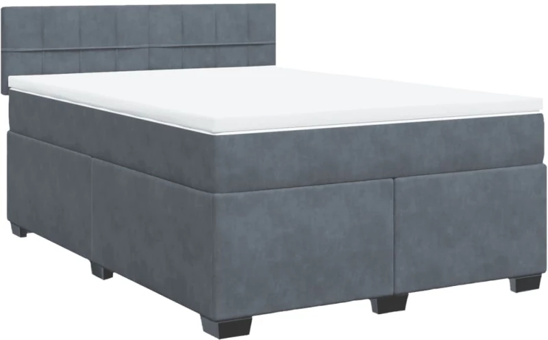 vidaXL Κρεβάτι Boxspring με Στρώμα Σκούρο Γκρι 160x200 εκ. Βελούδινο