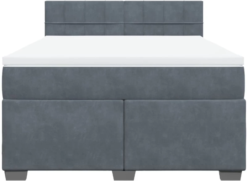 vidaXL Κρεβάτι Boxspring με Στρώμα Σκούρο Γκρι 160x200 εκ. Βελούδινο