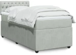 vidaXL Κρεβάτι Boxspring με Στρώμα Ανοιχτό Γκρι 90x200 εκ. Βελούδινο