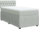 vidaXL Κρεβάτι Boxspring με Στρώμα Ανοιχτό Γκρι 90x200 εκ. Βελούδινο