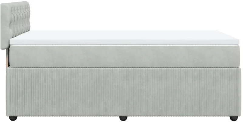 vidaXL Κρεβάτι Boxspring με Στρώμα Ανοιχτό Γκρι 90x200 εκ. Βελούδινο