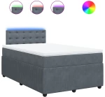vidaXL Κρεβάτι Boxspring με Στρώμα Σκούρο Γκρι 120x190 εκ. Βελούδινο