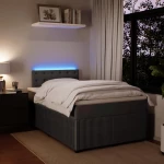 vidaXL Κρεβάτι Boxspring με Στρώμα Σκούρο Γκρι 120x190 εκ. Βελούδινο