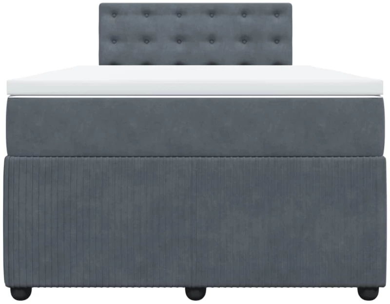 vidaXL Κρεβάτι Boxspring με Στρώμα Σκούρο Γκρι 120x190 εκ. Βελούδινο