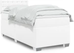 vidaXL Κρεβάτι Boxspring με Στρώμα Λευκό 90x200εκ. από Συνθετικό Δέρμα