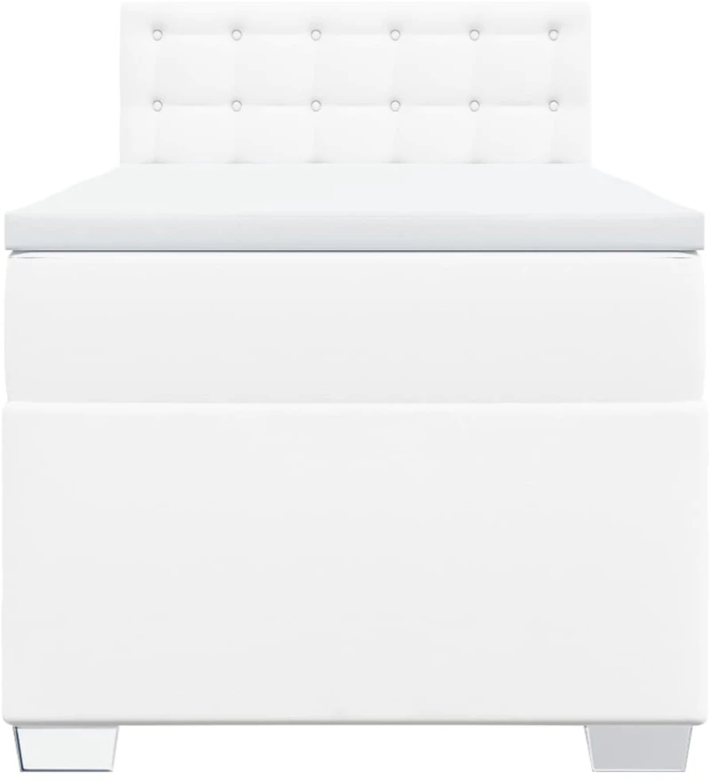 vidaXL Κρεβάτι Boxspring με Στρώμα Λευκό 90x200εκ. από Συνθετικό Δέρμα