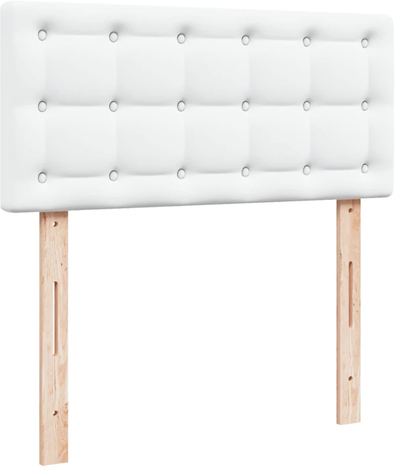 vidaXL Κρεβάτι Boxspring με Στρώμα Λευκό 90x200εκ. από Συνθετικό Δέρμα