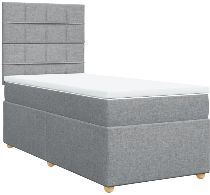 vidaXL Κρεβάτι Boxspring με Στρώμα Ανοιχτό Γκρι 100x200 εκ. Υφασμάτινο