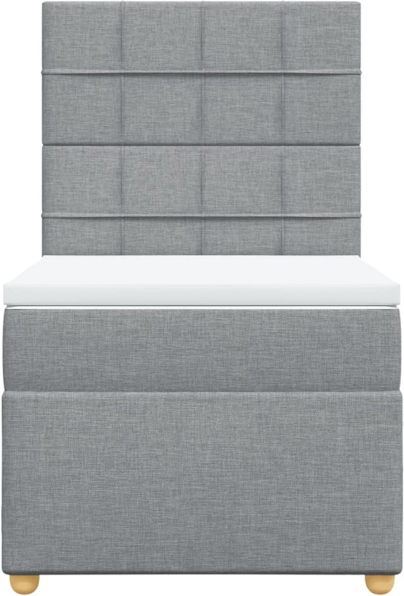 vidaXL Κρεβάτι Boxspring με Στρώμα Ανοιχτό Γκρι 100x200 εκ. Υφασμάτινο