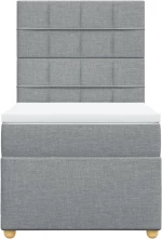 vidaXL Κρεβάτι Boxspring με Στρώμα Ανοιχτό Γκρι 100x200 εκ. Υφασμάτινο