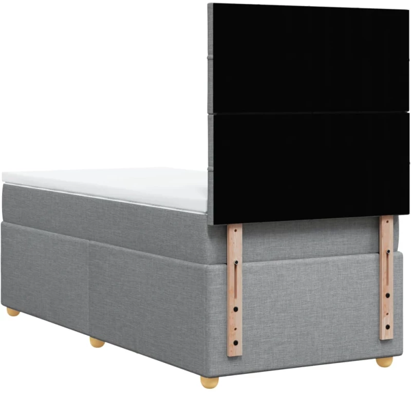 vidaXL Κρεβάτι Boxspring με Στρώμα Ανοιχτό Γκρι 100x200 εκ. Υφασμάτινο