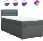 vidaXL Κρεβάτι Boxspring με Στρώμα Σκούρο Γκρι 100x200 εκ. Υφασμάτινο