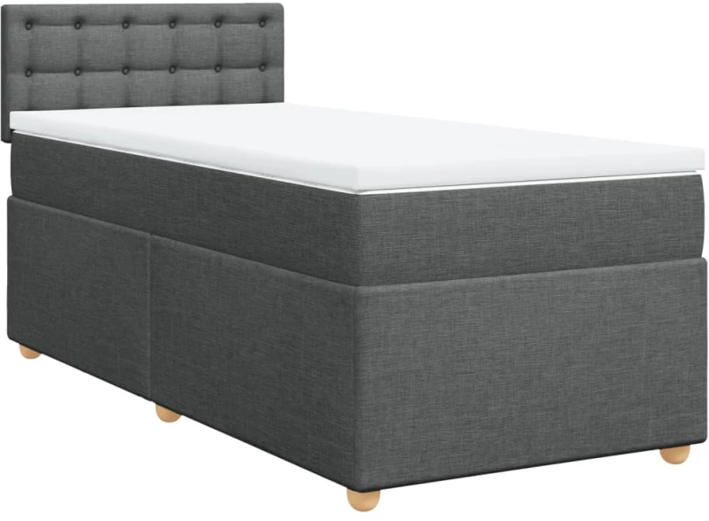 vidaXL Κρεβάτι Boxspring με Στρώμα Σκούρο Γκρι 100x200 εκ. Υφασμάτινο
