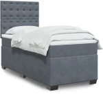 vidaXL Κρεβάτι Boxspring με Στρώμα Σκούρο Γκρι 90x200 εκ. Βελούδινο