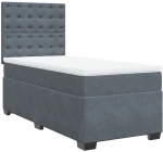 vidaXL Κρεβάτι Boxspring με Στρώμα Σκούρο Γκρι 90x200 εκ. Βελούδινο