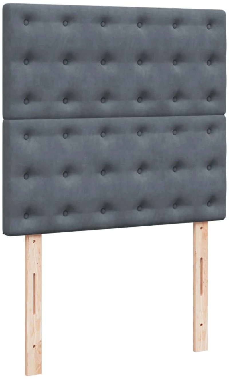 vidaXL Κρεβάτι Boxspring με Στρώμα Σκούρο Γκρι 90x200 εκ. Βελούδινο
