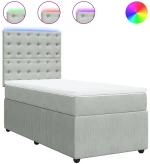 vidaXL Κρεβάτι Boxspring με Στρώμα Ανοιχτό Γκρι 90x200 εκ. Βελούδινο